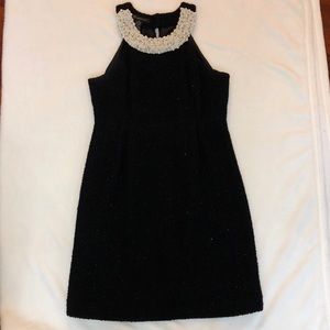 INC Black with pearl accent collar sheath dress